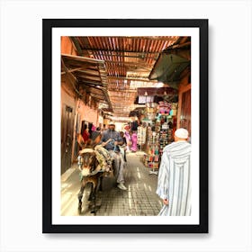 Marrakech Morocco Market With Donkey Cart (Africa Series) Art Print