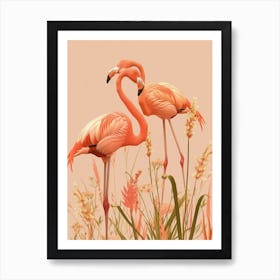 Lesser Flamingo And Ginger Plants Minimalist Illustration 2 Poster