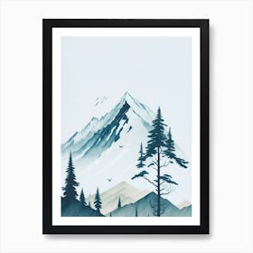 Mountain And Forest In Minimalist Watercolor Vertical Composition 321 Art Print