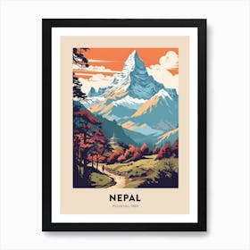 Poon Hill Trek Nepal 6 Vintage Hiking Travel Poster Art Print