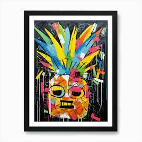 Urban Flavor: Pineapple Street Art Basquiat style Art Print