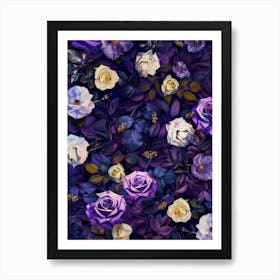 Purple Roses Wallpaper Art Print