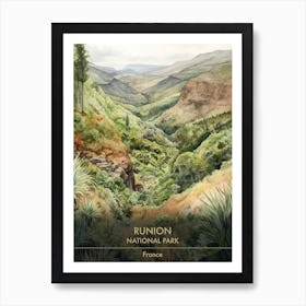 Runion National Park France Watercolour 1 Art Print