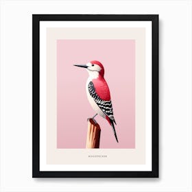 Minimalist Woodpecker 3 Bird Poster Art Print