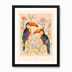 Folksy Floral Animal Drawing Toucan 3 Poster Art Print