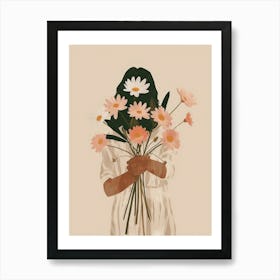 Spring Girl With Pink Flowers 6 Art Print