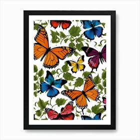 Seamless Pattern With Butterflies 4 Poster