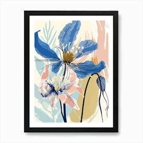 Colourful Flower Illustration Nigella Love In A Mist 2 Art Print