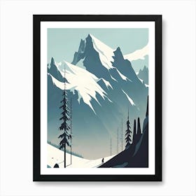 Snowy Mountain Scene Art Print