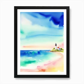 Watercolor Seascape With Lighthouse Art Print