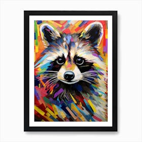 A Playful Raccoon In The Style Of Jasper Johns 2 Art Print