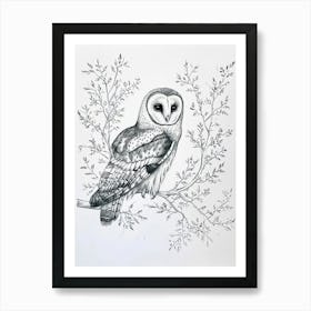 Boreal Owl Marker Drawing 2 Art Print