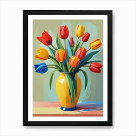 Tulips In A Yellow Vase Living Room Art Print (3) Art Print