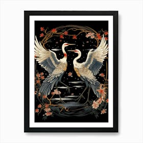 Crane Tsuru Japanese Style Illustration 7 Art Print