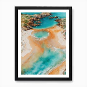 AERIAL PASTAL SAND MEETS THE SEA 3/4 - Serene Seascape Beach Surf Condos Painting Tropical Calm Dreamy Luxe Wall Art Vision of Tranquility Art Print
