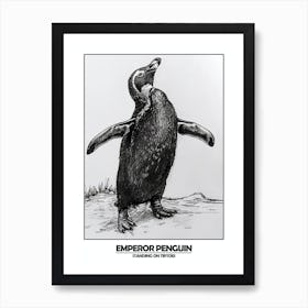 Penguin Standing On Tiptoes Poster 3 Art Print