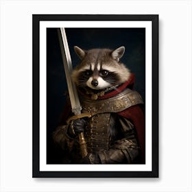 Vintage Portrait Of A Bahamian Raccoon Dressed As A Knight 4 Art Print