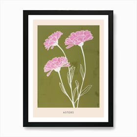 Pink & Green Asters 1 Flower Poster Art Print