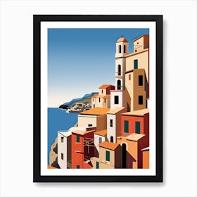 Cinque Terre, Italy, Bold Outlines 3 Art Print