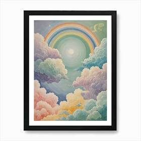 Rainbow & Clouds In The Pastel Sky Art Print