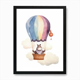 Baby Hippo 1 In A Hot Air Balloon Art Print