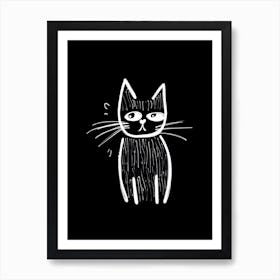 Minimalist Sketch Cat Line Drawing 4 Art Print