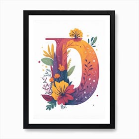 Colorful Letter D Illustration 24 Art Print