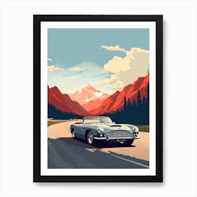 A Aston Martin Db5 Car In Icefields Parkway Flat Illustration 2 Art Print