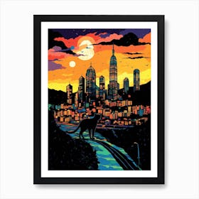 Kuala Lumpur, Malaysia Skyline With A Cat 2 Art Print