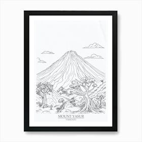 Mount Yasur Vanuatu Color Line Drawing 5 Poster Art Print