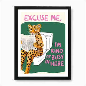 Leopard On Toilet Fun Bathroom Art Print