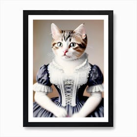 Beautiful Victorian Cat Vintage Art Print