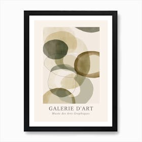 Galerie D'Art Abstract Abstract Circles Beige Green 8 Art Print