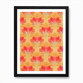 Lotus Floral Print Retro Pattern Flower Art Print