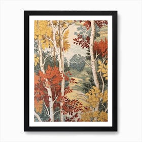 White Birch 1 Vintage Autumn Tree Print  Art Print