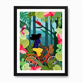 Girl Bike Art Print