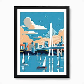 Zakim Bunker Hill, Boston Colourful 1 Art Print