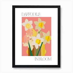 Daffodils In Bloom Flowers Bold Illustration 4 Art Print