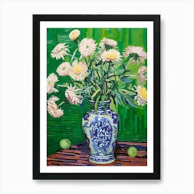 Flowers In A Vase Still Life Painting Asters 6 Art Print