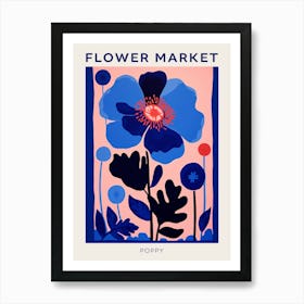 Blue Flower Market Poster Poppy 2 Art Print