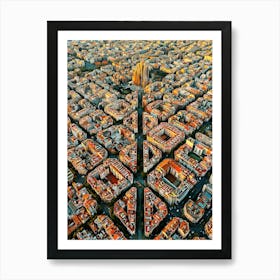 Aerial View Of Barcelona Eixample Residential District Art Print