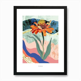 Colourful Flower Illustration Poster Zinnia 4 Art Print