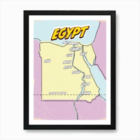 Pop Art Map of Egypt Art Print