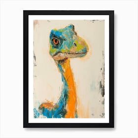 Abstract Dinosaur Brushstrokes White Background Art Print