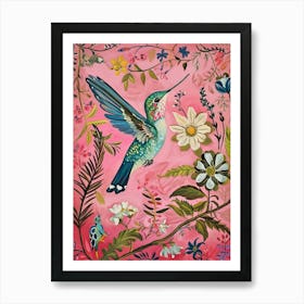 Floral Animal Painting Hummingbird 1 Art Print