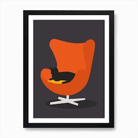 Egg Chair Cat Art Print