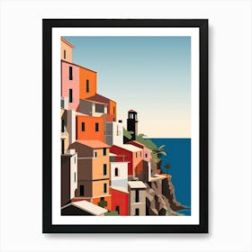 Cinque Terre, Italy, Bold Outlines 4 Art Print