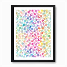 Confetti Watercolor Plaids Rainbow Art Print