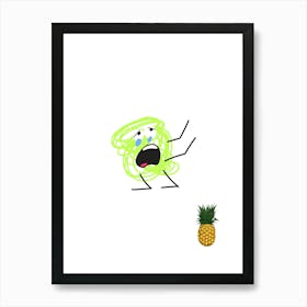 Pineapple Drawing.A work of art. Children's rooms. Nursery. A simple, expressive and educational artistic style. Art Print
