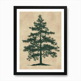 Hemlock Tree Minimal Japandi Illustration 3 Art Print